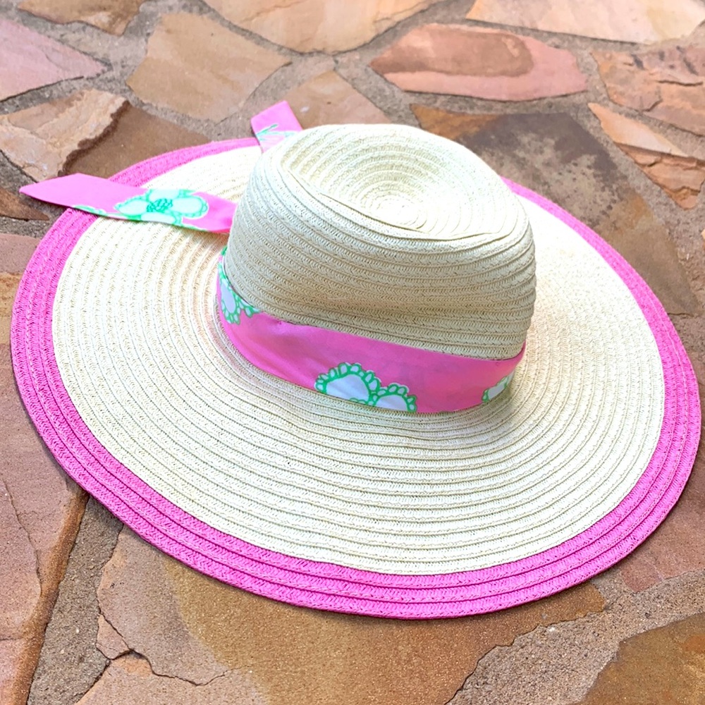 Lilly Pulitzer Hat sunhat beach hat straw and pink